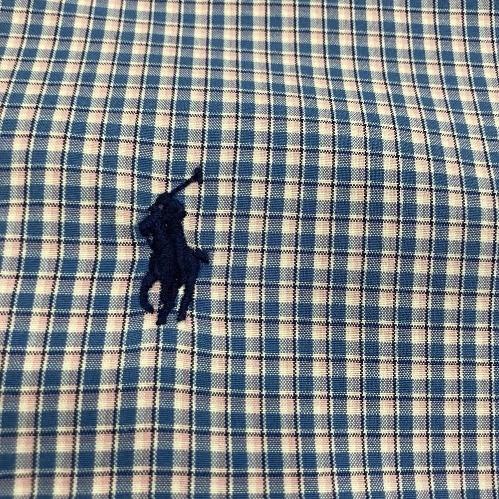 Polo Ralph‎ Lauren Custom Fit Blue Check Button Down Shirt Men's M